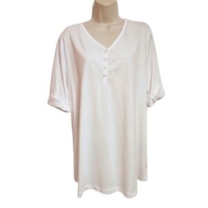 Karen Scott White Knit Button Front Top Extra Large